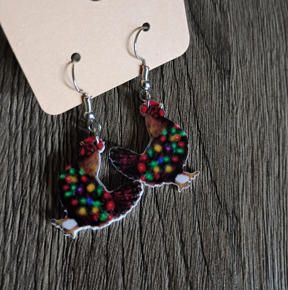 New Christmas Chicken Earrings